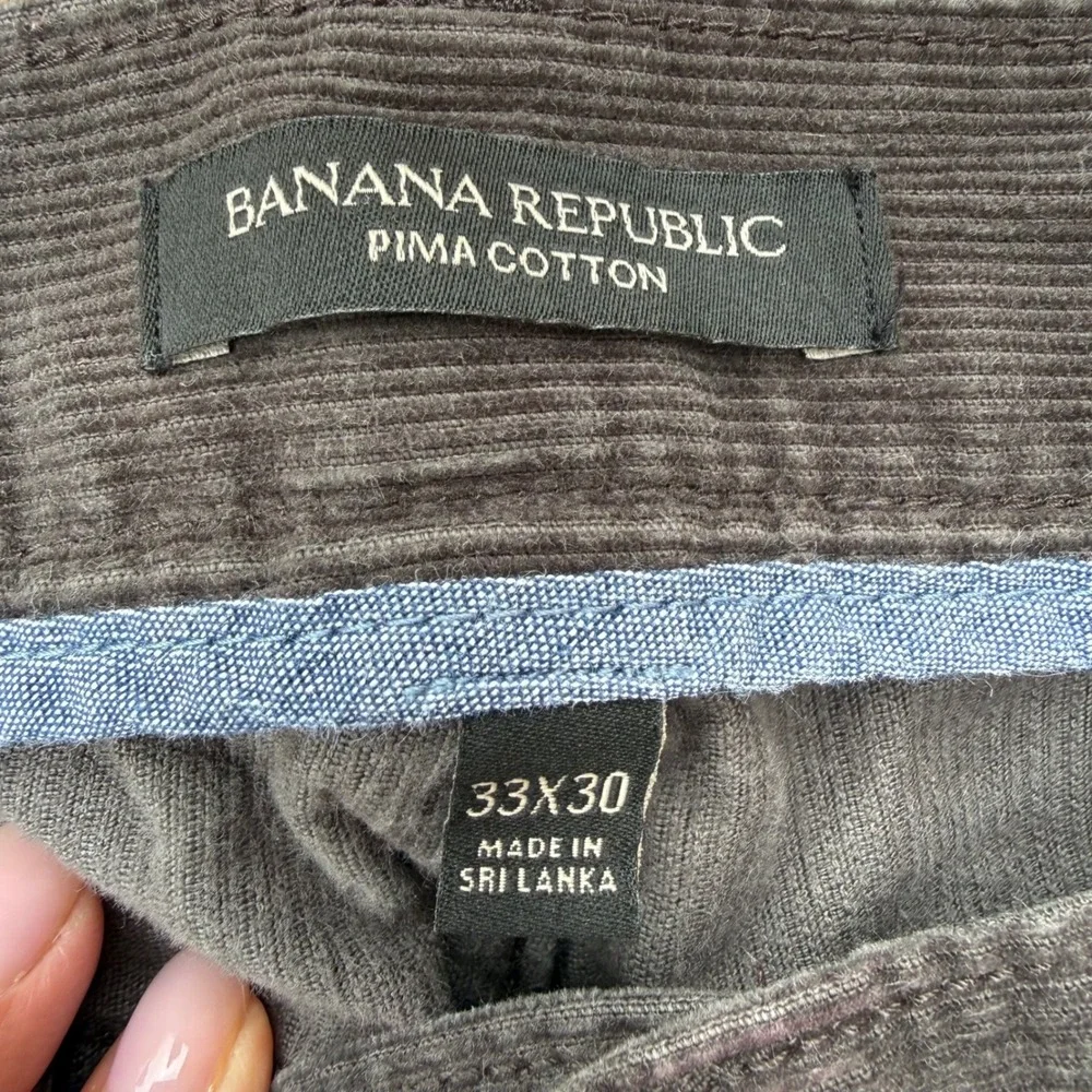 Banana Republic Corduroy Pants Mens 33x30 Grey Excellent Pima Cotton Straight